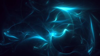 Soyut mavi fraktal ışık arkaplanı 3 boyutlu oluşturuluyor