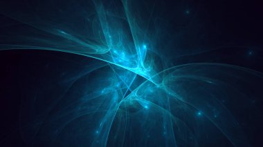 Soyut mavi fraktal ışık arkaplanı 3 boyutlu oluşturuluyor