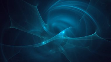 Soyut mavi fraktal ışık arkaplanı 3 boyutlu oluşturuluyor