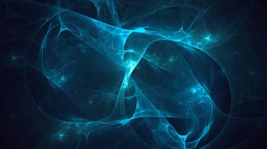 Soyut mavi fraktal ışık arkaplanı 3 boyutlu oluşturuluyor