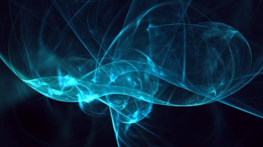 Soyut mavi fraktal ışık arkaplanı 3 boyutlu oluşturuluyor