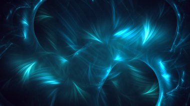 Soyut mavi fraktal ışık arkaplanı 3 boyutlu oluşturuluyor