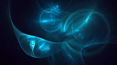 Soyut mavi fraktal ışık arkaplanı 3 boyutlu oluşturuluyor