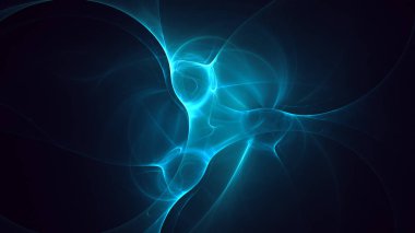Soyut mavi fraktal ışık arkaplanı 3 boyutlu oluşturuluyor