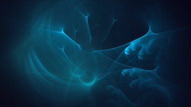 Soyut mavi fraktal ışık arkaplanı 3 boyutlu oluşturuluyor