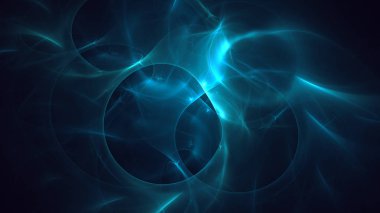 Soyut mavi fraktal ışık arkaplanı 3 boyutlu oluşturuluyor