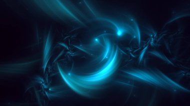 Soyut mavi fraktal ışık arkaplanı 3 boyutlu oluşturuluyor