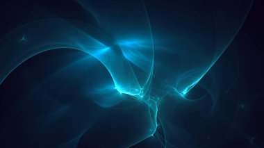 Soyut mavi fraktal ışık arkaplanı 3 boyutlu oluşturuluyor