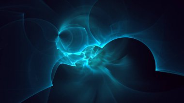 Soyut mavi fraktal ışık arkaplanı 3 boyutlu oluşturuluyor