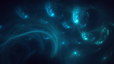 Soyut mavi fraktal ışık arkaplanı 3 boyutlu oluşturuluyor