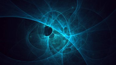 Soyut mavi fraktal ışık arkaplanı 3 boyutlu oluşturuluyor