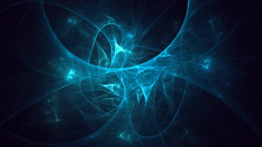 Soyut mavi fraktal ışık arkaplanı 3 boyutlu oluşturuluyor