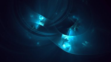 Soyut mavi fraktal ışık arkaplanı 3 boyutlu oluşturuluyor