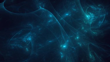 Soyut mavi fraktal ışık arkaplanı 3 boyutlu oluşturuluyor