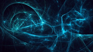 Soyut mavi fraktal ışık arkaplanı 3 boyutlu oluşturuluyor