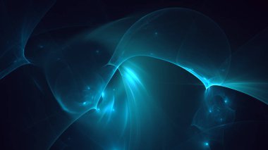 Soyut mavi fraktal ışık arkaplanı 3 boyutlu oluşturuluyor