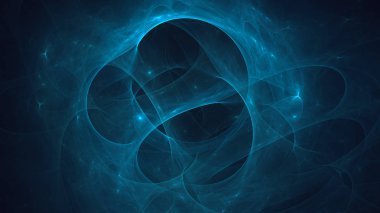 Soyut mavi fraktal ışık arkaplanı 3 boyutlu oluşturuluyor