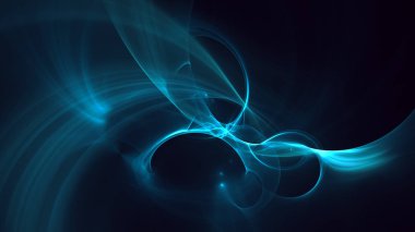 Soyut mavi fraktal ışık arkaplanı 3 boyutlu oluşturuluyor