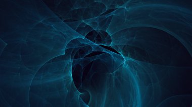 Soyut mavi fraktal ışık arkaplanı 3 boyutlu oluşturuluyor