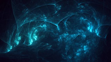 Soyut mavi fraktal ışık arkaplanı 3 boyutlu oluşturuluyor