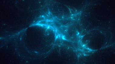 Soyut mavi fraktal ışık arkaplanı 3 boyutlu oluşturuluyor