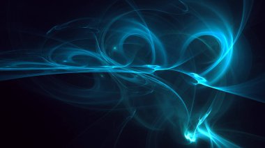 Soyut mavi fraktal ışık arkaplanı 3 boyutlu oluşturuluyor