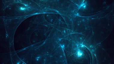 Soyut mavi fraktal ışık arkaplanı 3 boyutlu oluşturuluyor