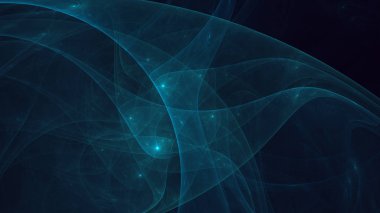 Soyut mavi fraktal ışık arkaplanı 3 boyutlu oluşturuluyor