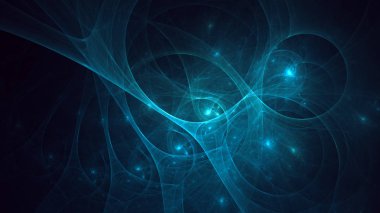 Soyut mavi fraktal ışık arkaplanı 3 boyutlu oluşturuluyor