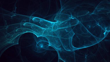 Soyut mavi fraktal ışık arkaplanı 3 boyutlu oluşturuluyor