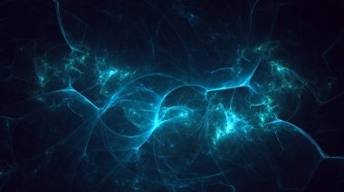 Soyut mavi fraktal ışık arkaplanı 3 boyutlu oluşturuluyor