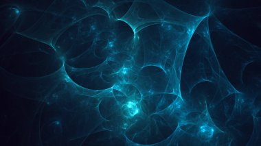 Soyut mavi fraktal ışık arkaplanı 3 boyutlu oluşturuluyor