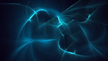 Soyut mavi fraktal ışık arkaplanı 3 boyutlu oluşturuluyor