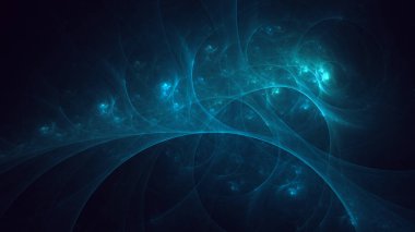 Soyut mavi fraktal ışık arkaplanı 3 boyutlu oluşturuluyor