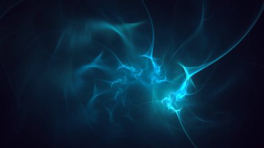 Soyut mavi fraktal ışık arkaplanı 3 boyutlu oluşturuluyor