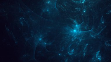 Soyut mavi fraktal ışık arkaplanı 3 boyutlu oluşturuluyor