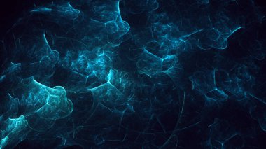 Soyut mavi fraktal ışık arkaplanı 3 boyutlu oluşturuluyor