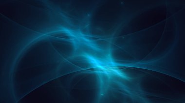 Soyut mavi fraktal ışık arkaplanı 3 boyutlu oluşturuluyor