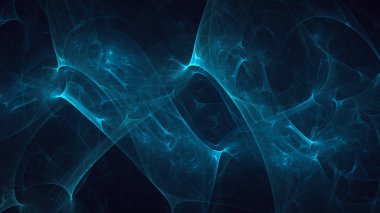 Soyut mavi fraktal ışık arkaplanı 3 boyutlu oluşturuluyor