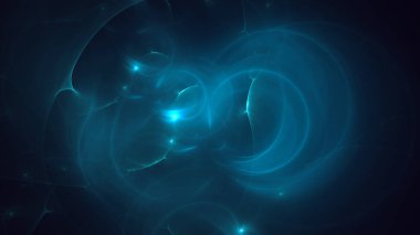 Soyut mavi fraktal ışık arkaplanı 3 boyutlu oluşturuluyor
