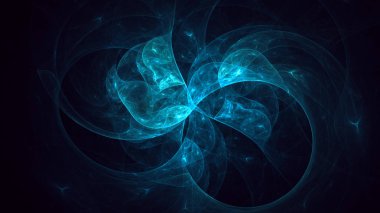 Soyut mavi fraktal ışık arkaplanı 3 boyutlu oluşturuluyor