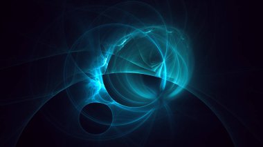 Soyut mavi fraktal ışık arkaplanı 3 boyutlu oluşturuluyor