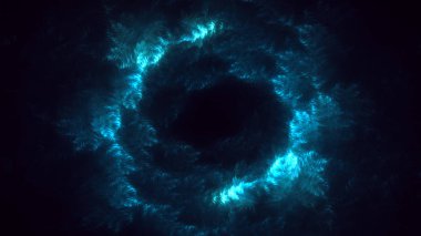 Soyut mavi fraktal ışık arkaplanı 3 boyutlu oluşturuluyor