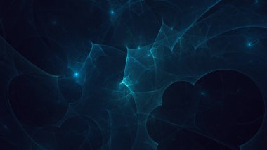 Soyut mavi fraktal ışık arkaplanı 3 boyutlu oluşturuluyor