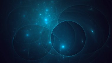 Soyut mavi fraktal ışık arkaplanı 3 boyutlu oluşturuluyor