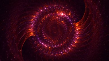 Soyut kırmızı fraktal ışık arkaplanı 3 boyutlu oluşturuluyor