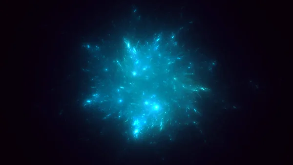 Soyut mavi fraktal ışık arkaplanı 3 boyutlu oluşturuluyor