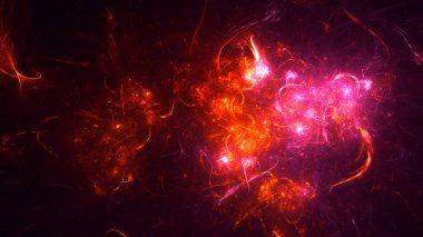 Soyut fraktal ışık arkaplanı 3 boyutlu oluşturuluyor