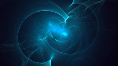 Soyut mavi fraktal ışık arkaplanı 3 boyutlu oluşturuluyor