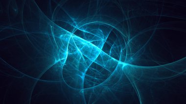 Soyut mavi fraktal ışık arkaplanı 3 boyutlu oluşturuluyor